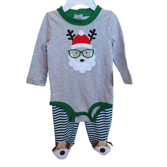 Koala Kids Baby's 1st Holiday Christmas Santa Reindeer Footies Size 6-9 months - Picture 5 of 10